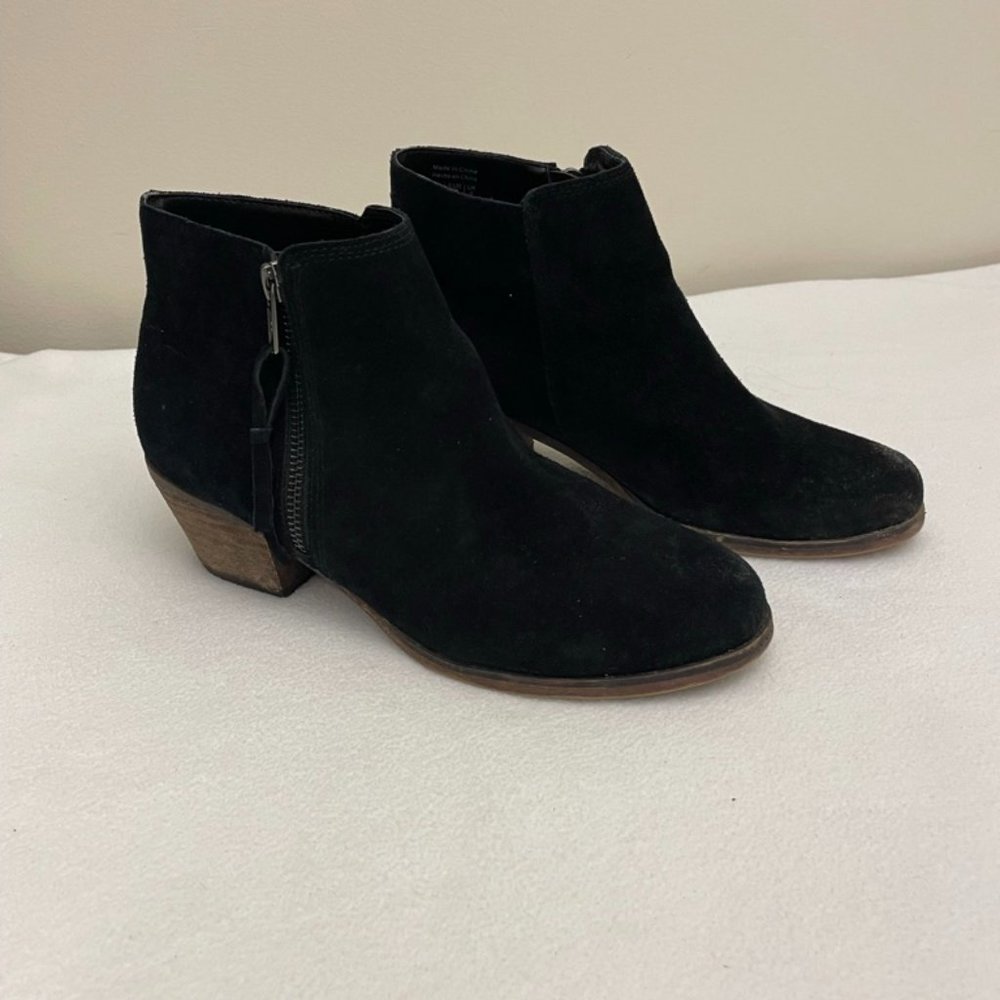 Aldo Black Suede Heeled Booties with Side Zipper